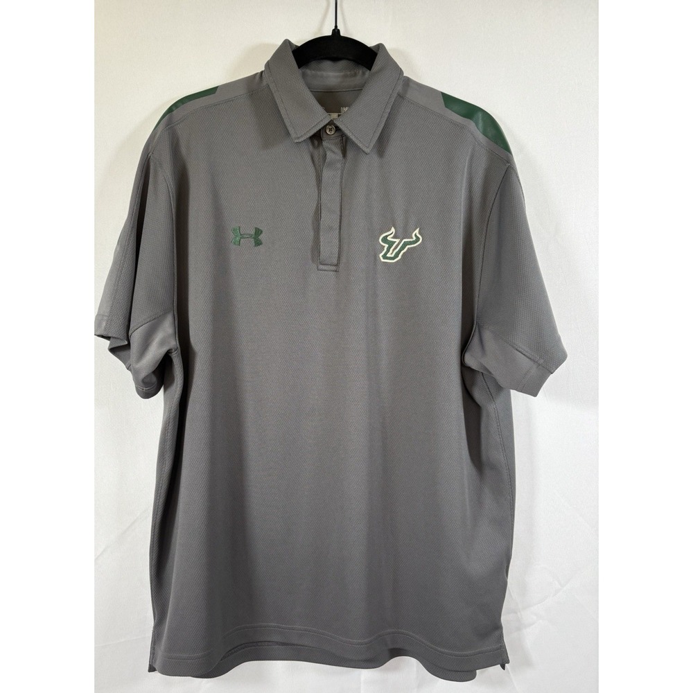Under armour polo shirt size L usf bulls mesg golf football 1/4 button